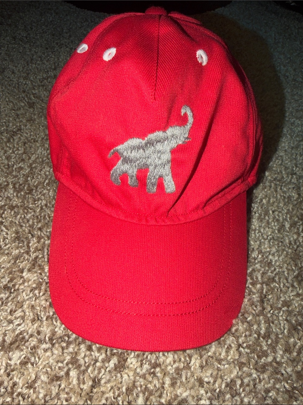 Red baseball cap w/embroidered gray elephant - NWOT!